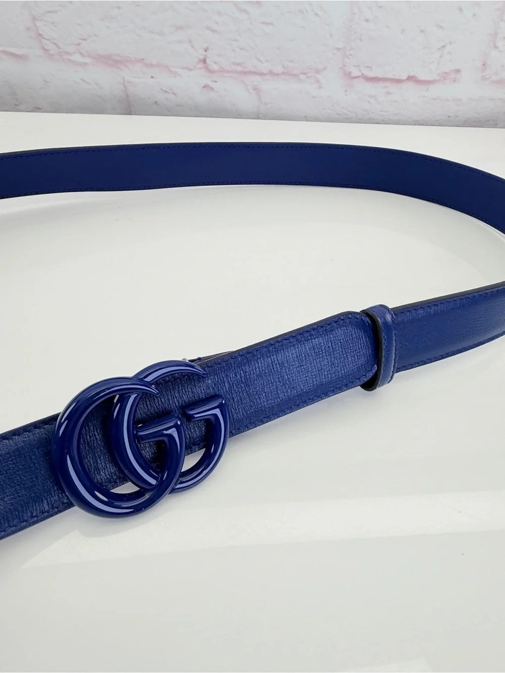 Gucci Blue Monochrome Marmont GG Interlocking 414516 Belt 105/42